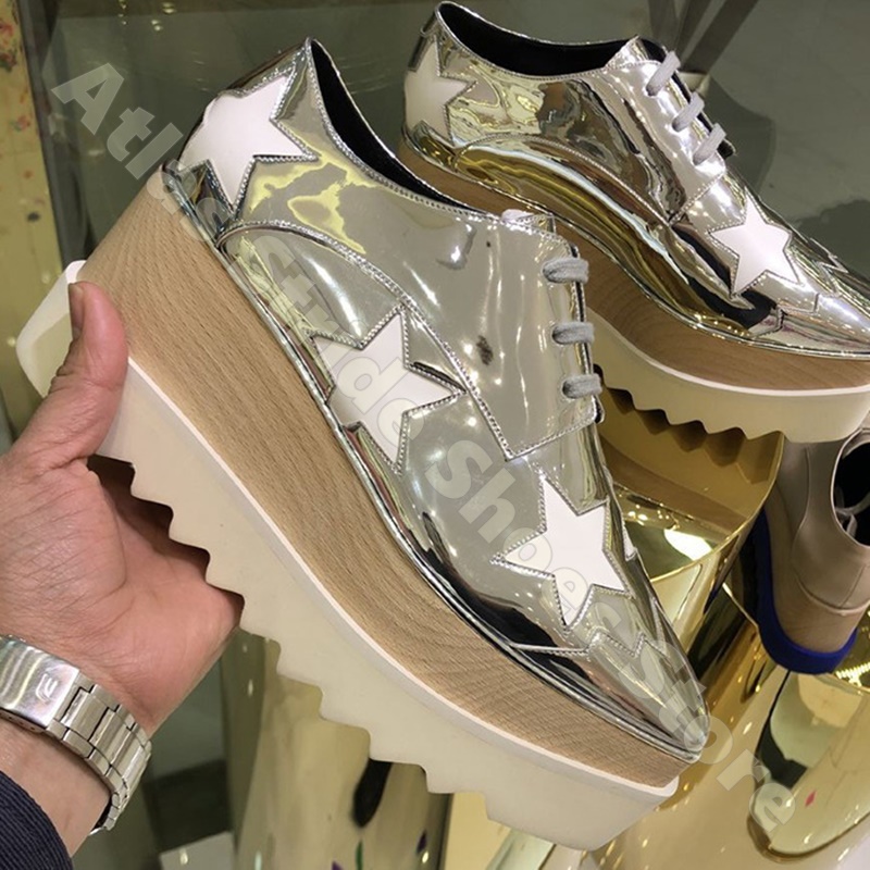 Women'S Shoes Hike - Damskie srebrne metaliczne sneakersy na platformie