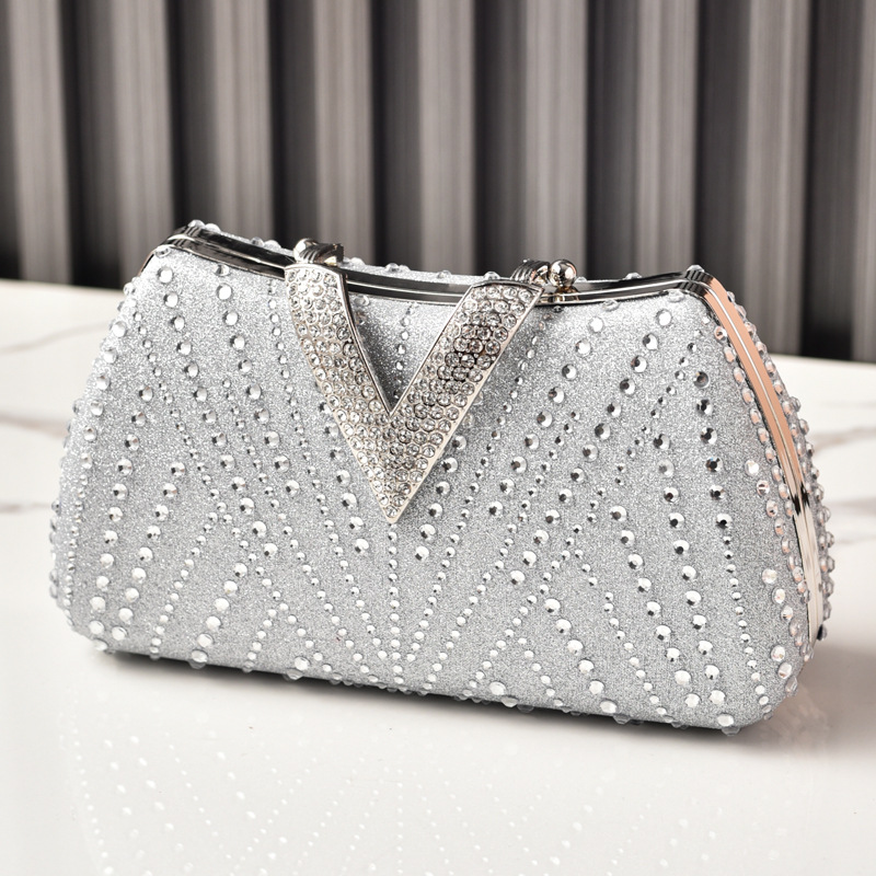 Women'S Shoes Louis Vuitton - Srebrna torebka wieczorowa inspirowana diamentowymi dodatkami