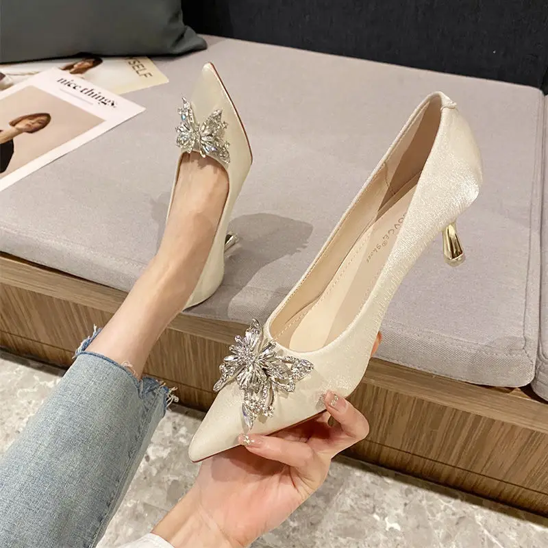Women Shoes Quick Delivery - Szpiczaste Czółenka z Cyrkoniami Damskie Buty