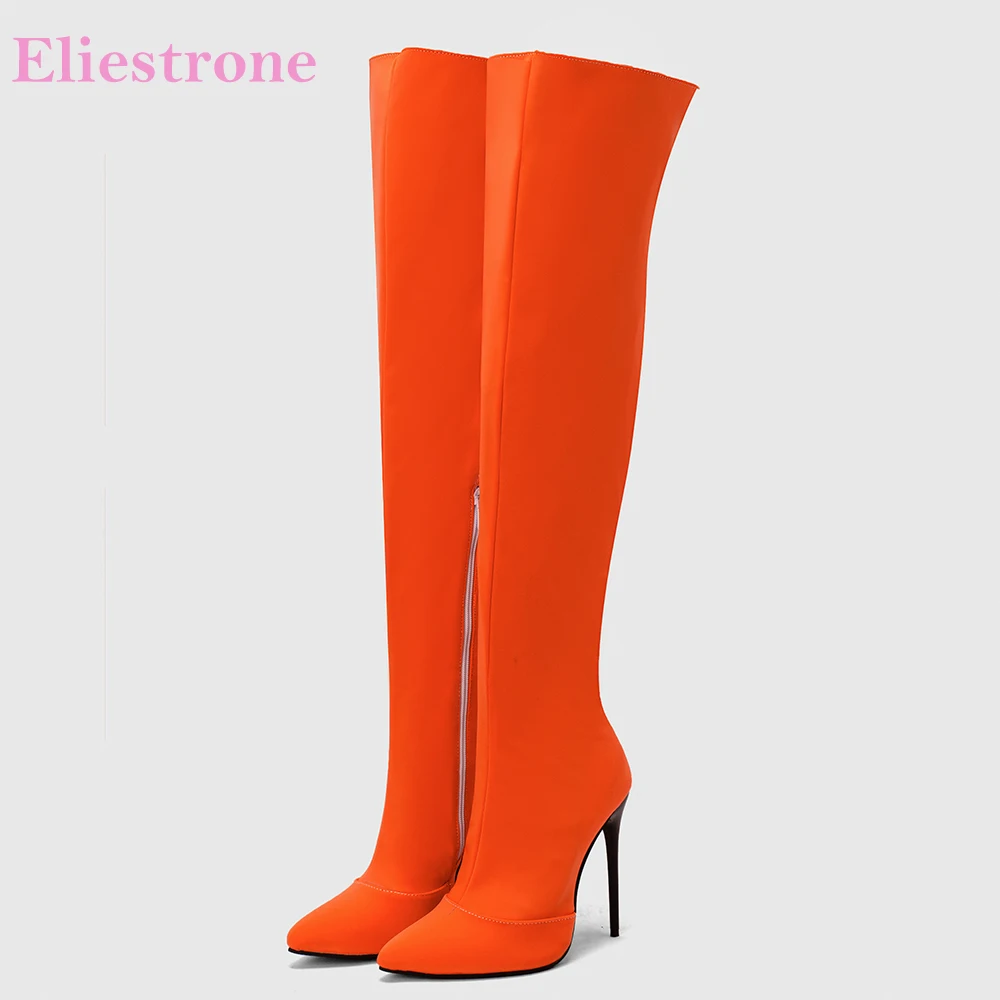 Women'S Shoes Yellow - Nowe Zimowe Glamour Pomarańczowo-Żółte Damskie Kozaki