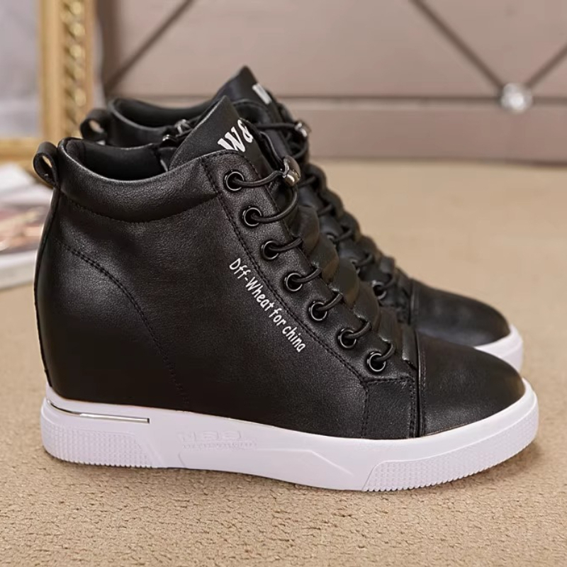 Wedge Heeled Sneaker - Damskie sneakersy na koturnie, podwyższające, sznurowane,