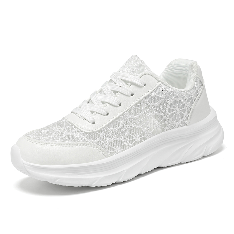 Women Shoes Sale - Damskie białe sneakersy z nadrukiem, lekkie