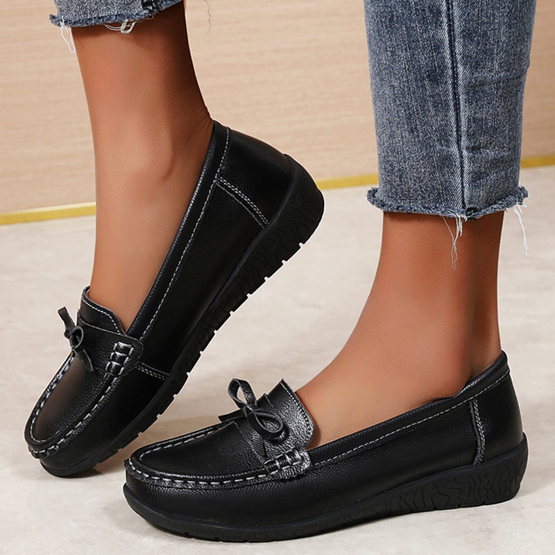 Damskie baleriny z prawdziwej  – Women'S Shoes Loafers Black recenzja i cena