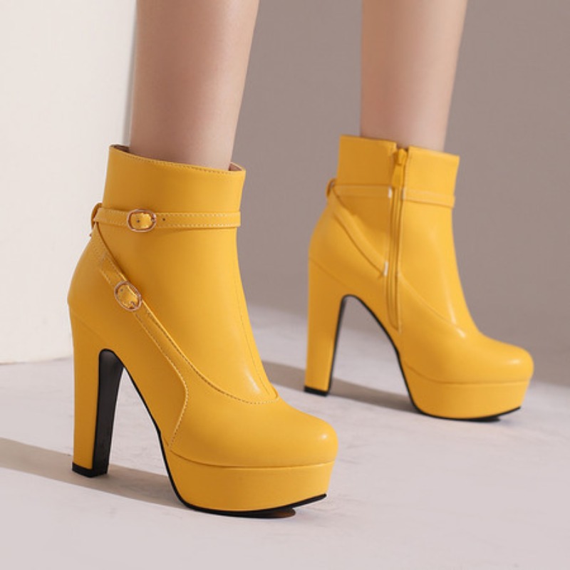 Platformy Botki Damskie Sexy N – Women'S Shoes Yellow recenzja i cena