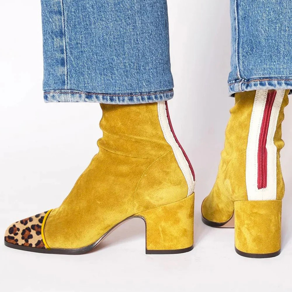 Botki damskie patchworkowe z z – Women'S Shoes Yellow recenzja i cena
