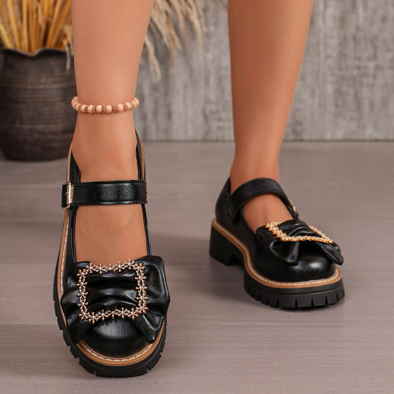 Słodkie buty Mary Jane z grubą – Women'S Shoes Loafers Black recenzja i cena