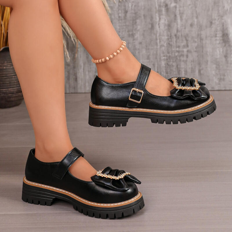 Słodkie buty Mary Jane z grubą – Women'S Shoes Loafers Black recenzja i cena