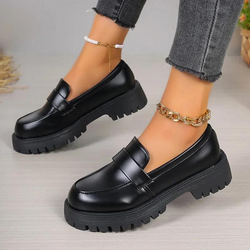 Czarne platformowe mokasyny w  – Women'S Shoes Loafers Black recenzja i cena