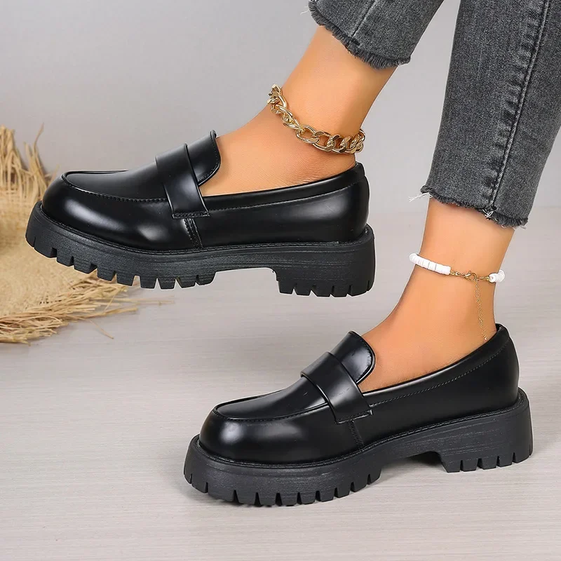 Czarne platformowe mokasyny w  – Women'S Shoes Loafers Black recenzja i cena