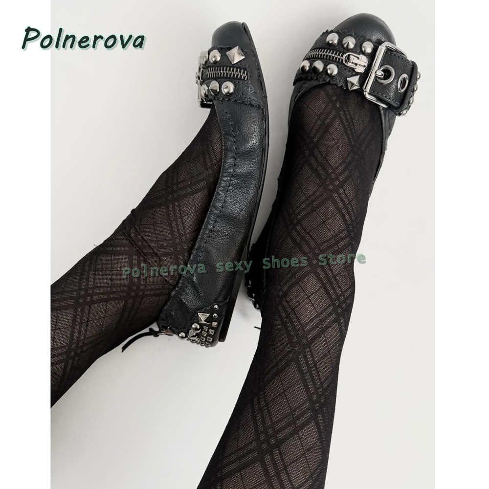 Buty Mary Jane z nitowaną klam – Pointed Toe Flat recenzja i cena