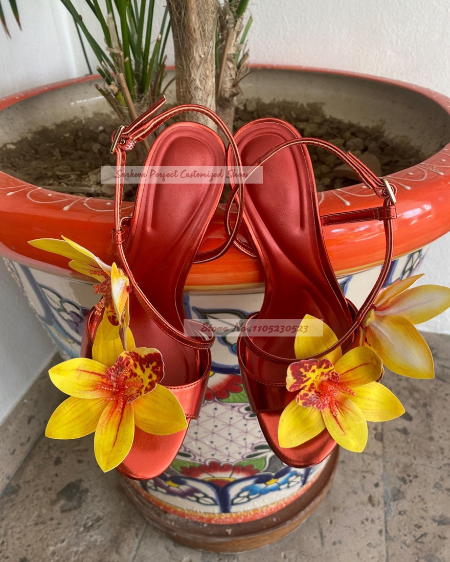 Metaliczne Matowe Sandały Slin – Women'S Shoes Yellow recenzja i cena